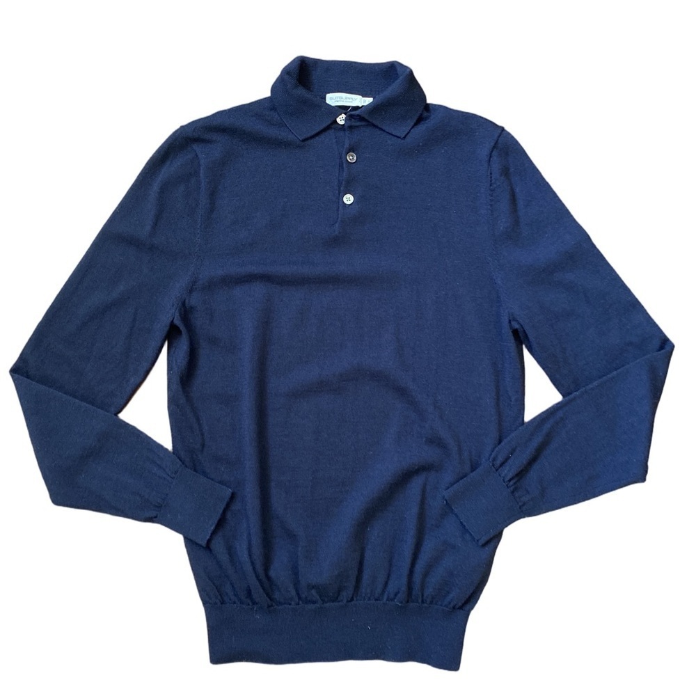 SuitSupply 100% Merino Wool Sweater Men’s Small Navy Blue Fine Knit Pullover